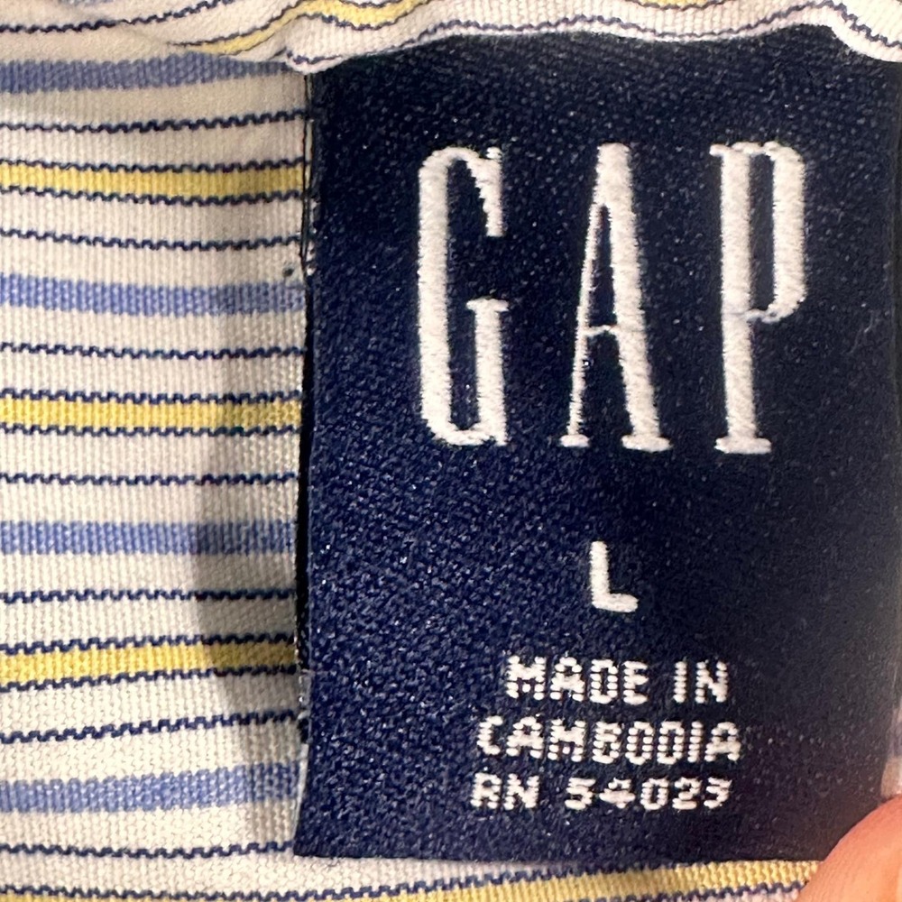 Vintage Y2K Gap Mens Large Striped Button Down Dress Shirt 100% Cotton 19440903